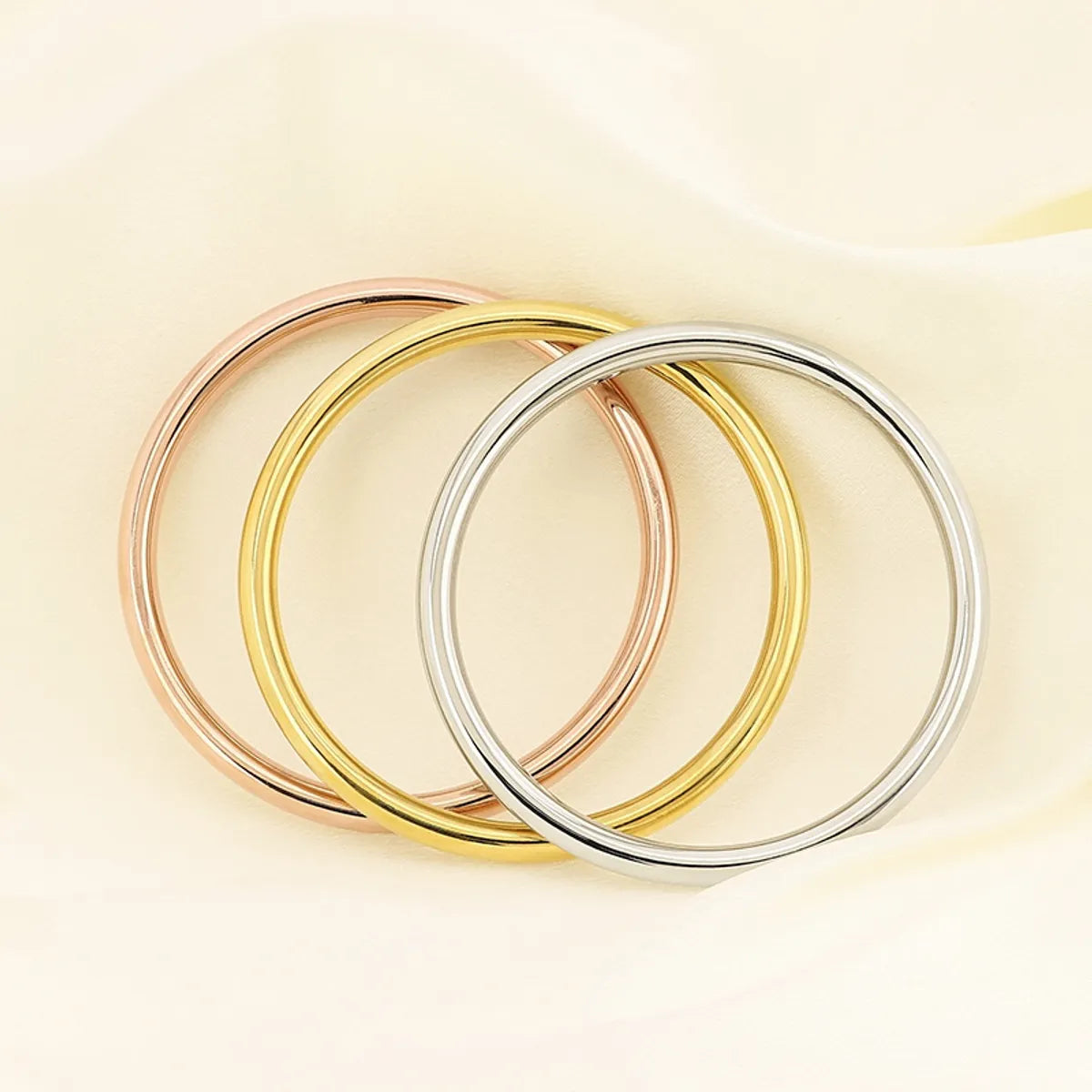 Simple Style Round 304 Stainless Steel 18K Gold Plated Bangle In Bulk