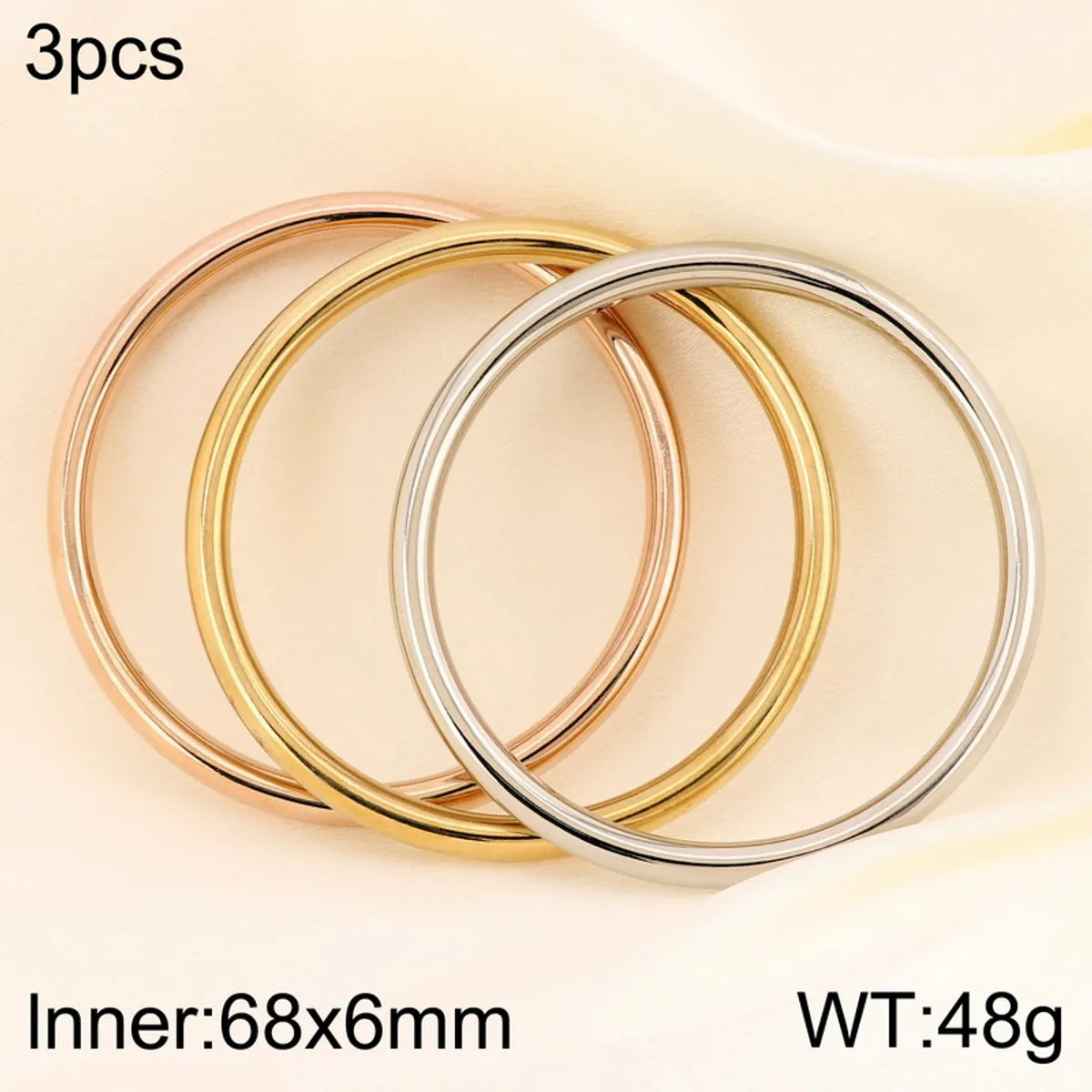 Simple Style Round 304 Stainless Steel 18K Gold Plated Bangle In Bulk