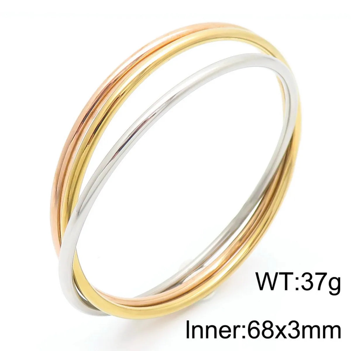 Simple Style Round 304 Stainless Steel 18K Gold Plated Bangle In Bulk