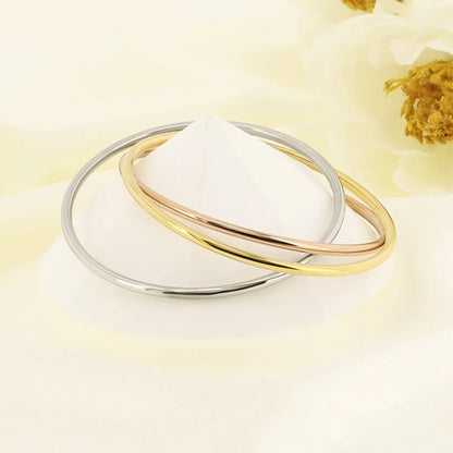 Simple Style Round 304 Stainless Steel 18K Gold Plated Bangle In Bulk