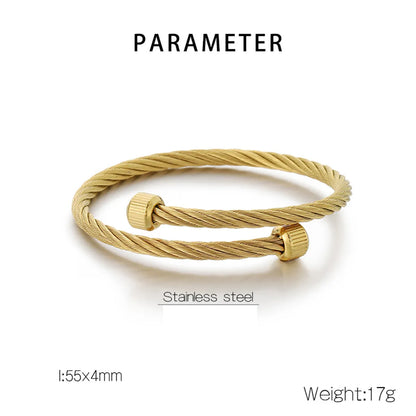 Simple Style Round 304 Stainless Steel 18K Gold Plated Bangle In Bulk