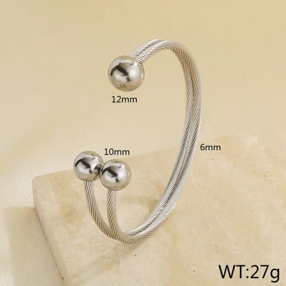 Simple Style Round 304 Stainless Steel 18K Gold Plated Bangle In Bulk