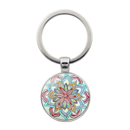 Simple Style Round Alloy Glass Women'S Bag Pendant Keychain