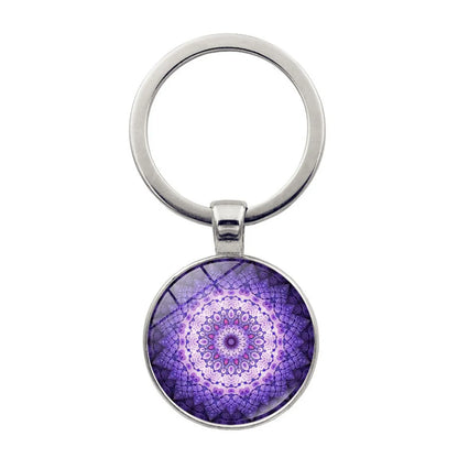 Simple Style Round Alloy Glass Women'S Bag Pendant Keychain