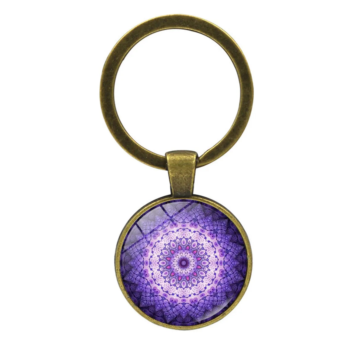 Simple Style Round Alloy Glass Women'S Bag Pendant Keychain