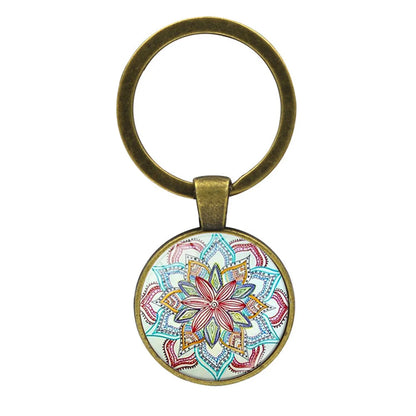 Simple Style Round Alloy Glass Women'S Bag Pendant Keychain