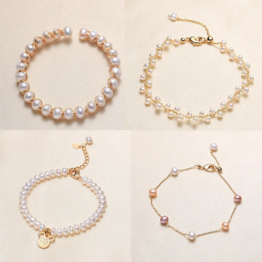 Simple Style Round Alloy Inlaid Pearls Bracelets 1 Piece