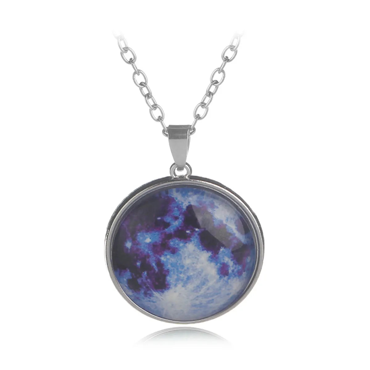 Simple Style Round Alloy Luminous Plating Inlay Gem Women'S Pendant Necklace