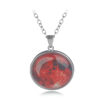 Simple Style Round Alloy Luminous Plating Inlay Gem Women'S Pendant Necklace