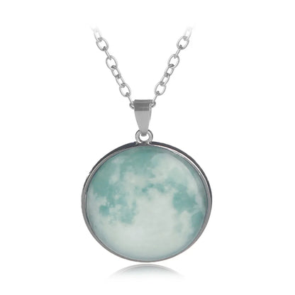 Simple Style Round Alloy Luminous Plating Inlay Gem Women'S Pendant Necklace