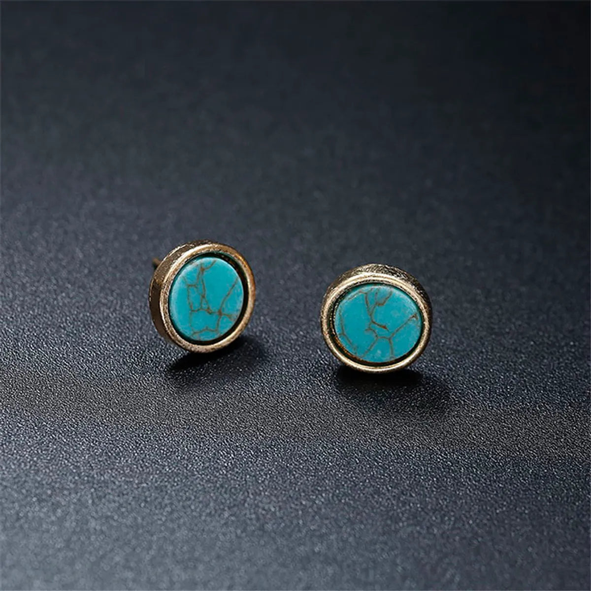 Simple Style Round Alloy Plating Women'S Ear Studs 1 Pair