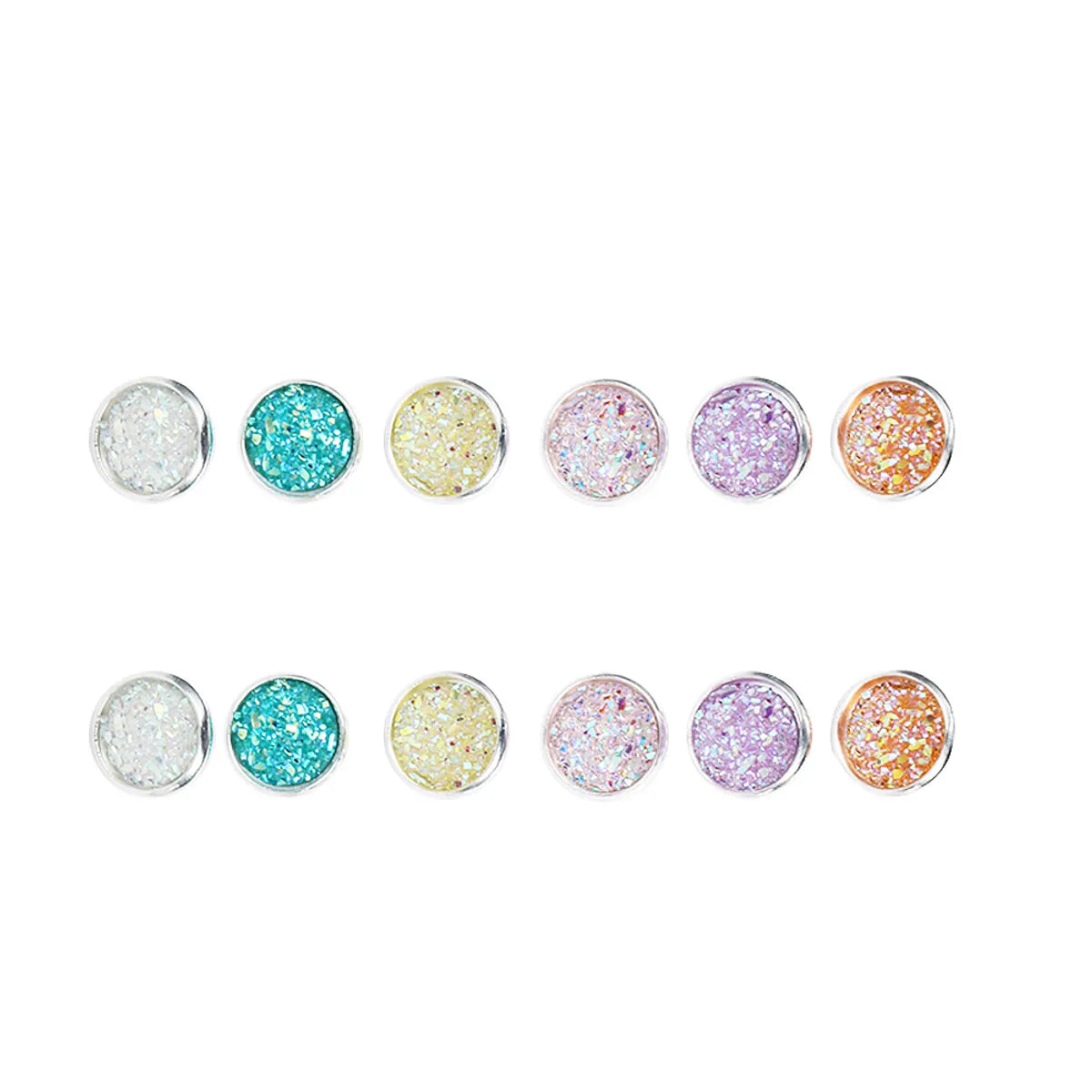 6 Pairs Simple Style Round Plating Alloy Ear Studs