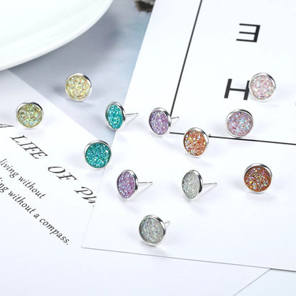 6 Pairs Simple Style Round Plating Alloy Ear Studs