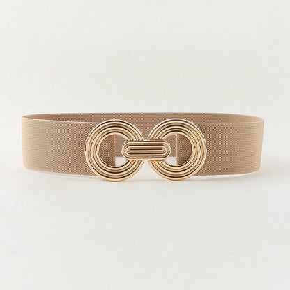 Simple Style Round Alloy Rubber Band Plating Women'S Woven Belts