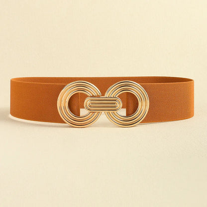 Simple Style Round Alloy Rubber Band Plating Women'S Woven Belts