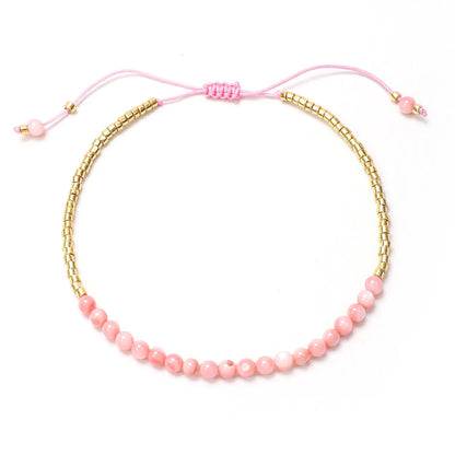 Simple Style Round Artificial Crystal Beaded Women's Bracelets