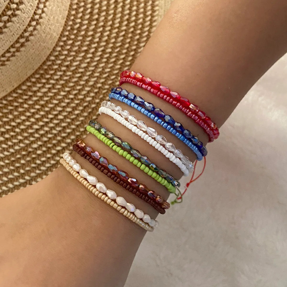 Simple Style Round Artificial Crystal Seed Bead Wholesale Bracelets