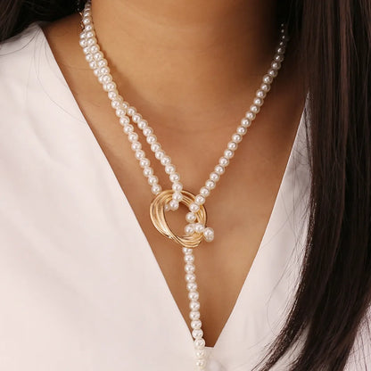 Simple Style Round Artificial Pearl Alloy Beaded Women'S Bracelets Necklace