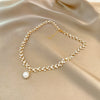 Simple Style Round Artificial Pearl Alloy Inlay Rhinestones Women'S Pendant Necklace