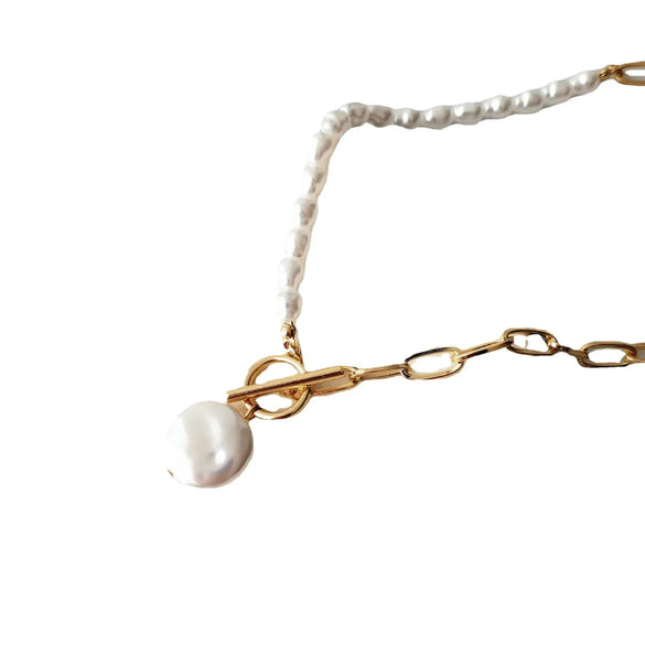 Wholesale Jewelry Simple Style Round Artificial Pearl Iron Plating Pendant Necklace