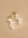 Simple Style Round Artificial Pearl Metal Patchwork Women'S Drop Earrings