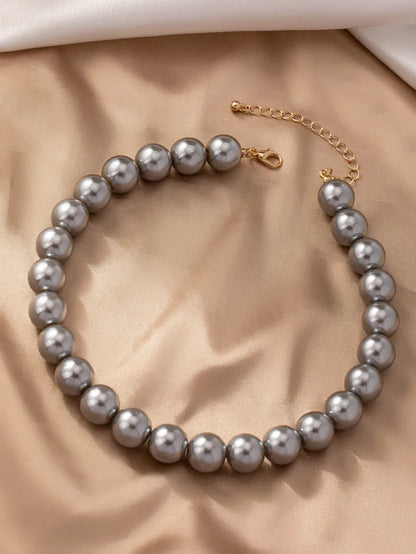 Simple Style Round Beaded Alloy Women'S Necklace