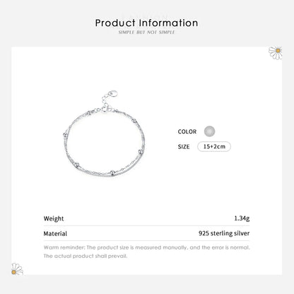 Simple Style Round Beads Sterling Silver Plating Braid Rhodium Plated Bracelets