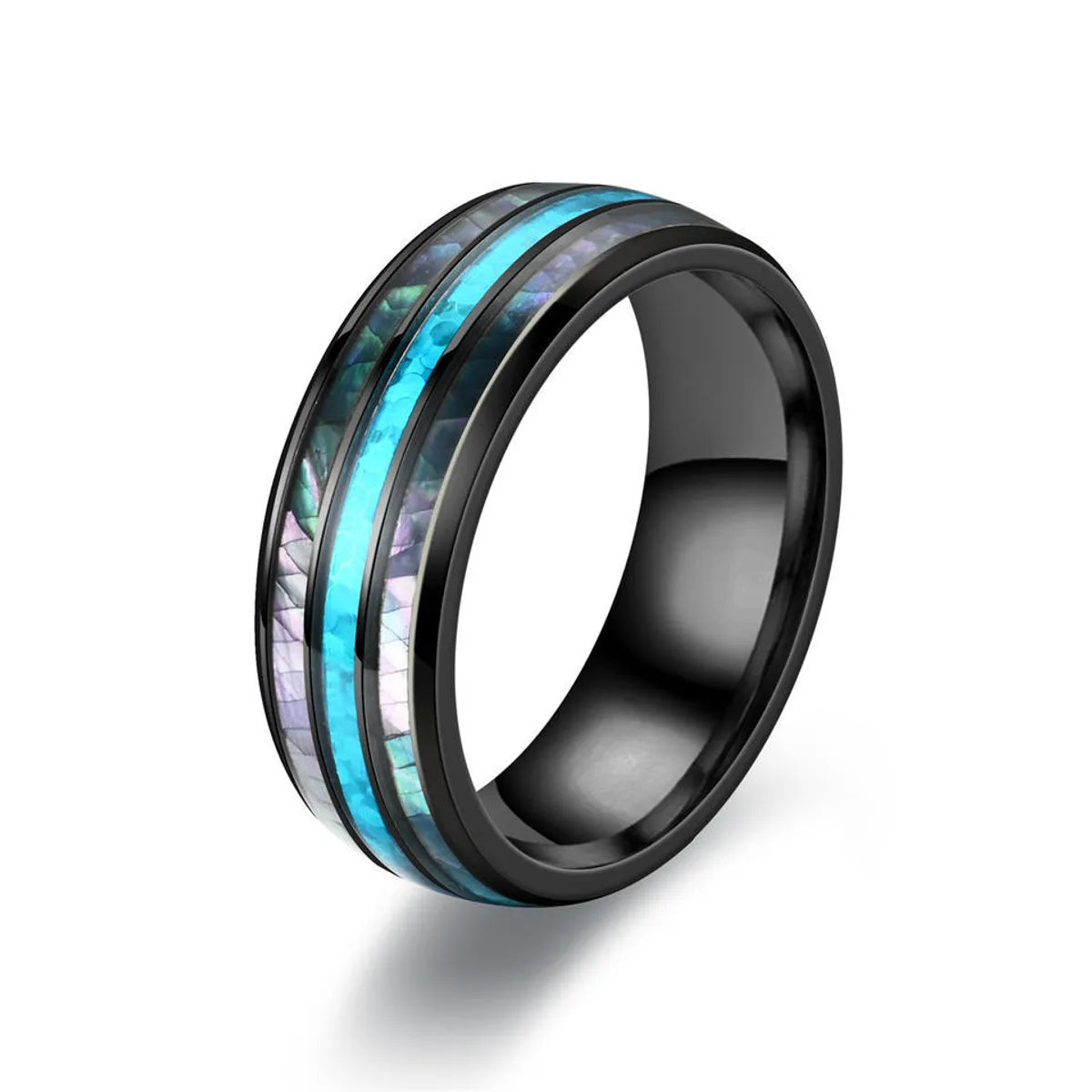 Simple Style Round Color Block Stainless Steel Unisex Rings