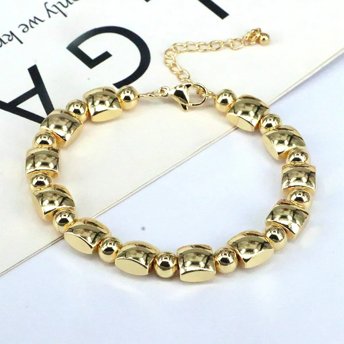 Simple Style Round Copper Beaded Plating 18k Gold Plated Bracelets