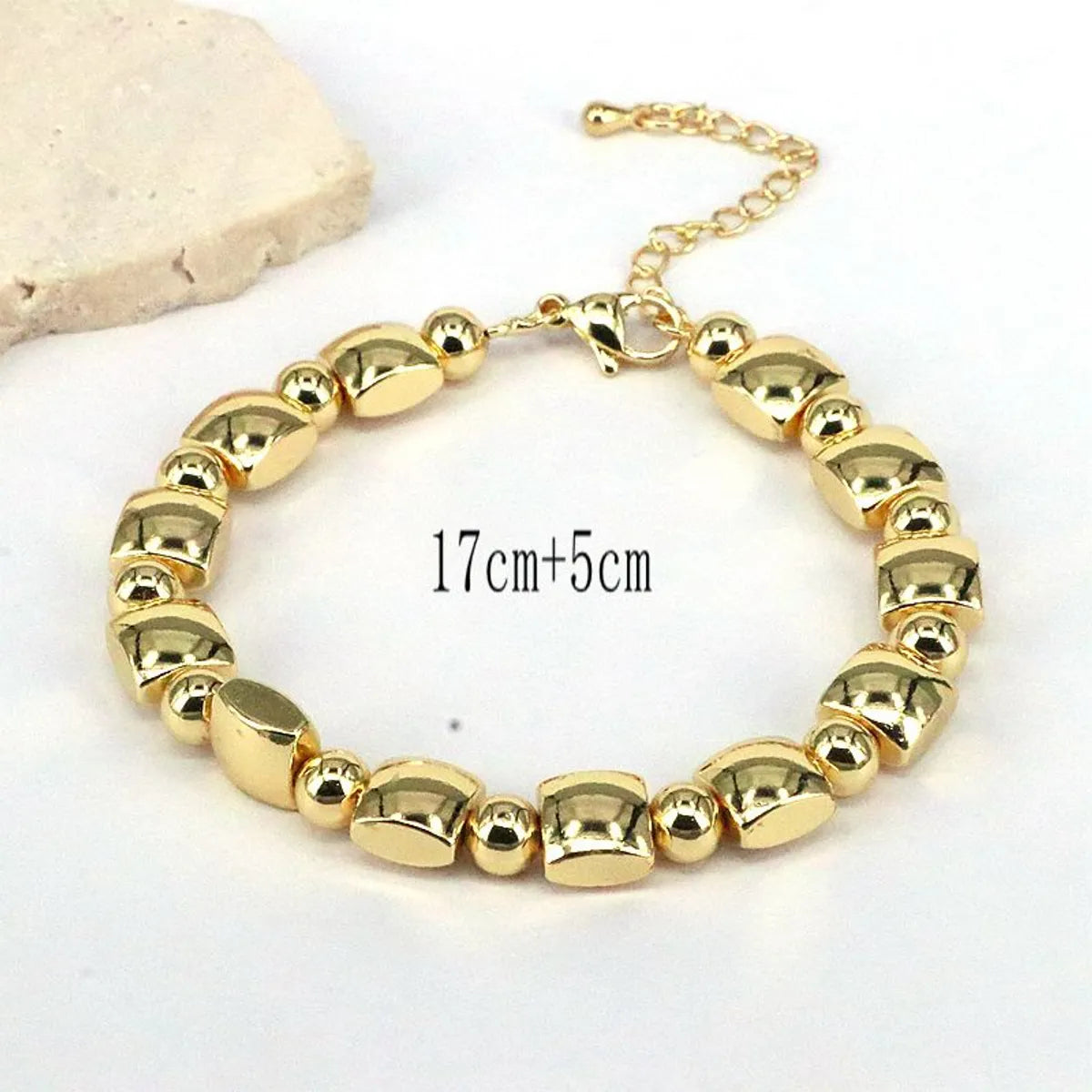 Simple Style Round Copper Beaded Plating 18k Gold Plated Bracelets