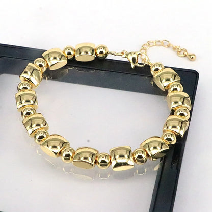 Simple Style Round Copper Beaded Plating 18k Gold Plated Bracelets