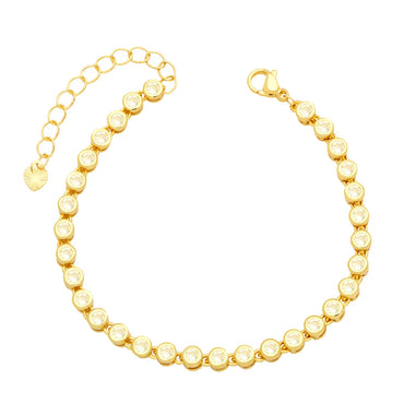 Simple Style Round Copper Gold Plated Zircon Bracelets 1 Piece