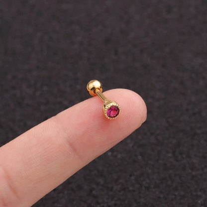 Simple Style Round Copper Inlay Zircon Ear Studs 1 Piece