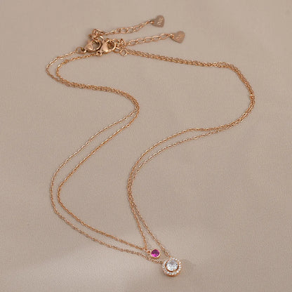 Simple Style Round Copper Inlay Zircon Pendant Necklace