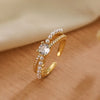 Simple Style Round Copper 18k Gold Plated Artificial Pearls Zircon Open Rings In Bulk