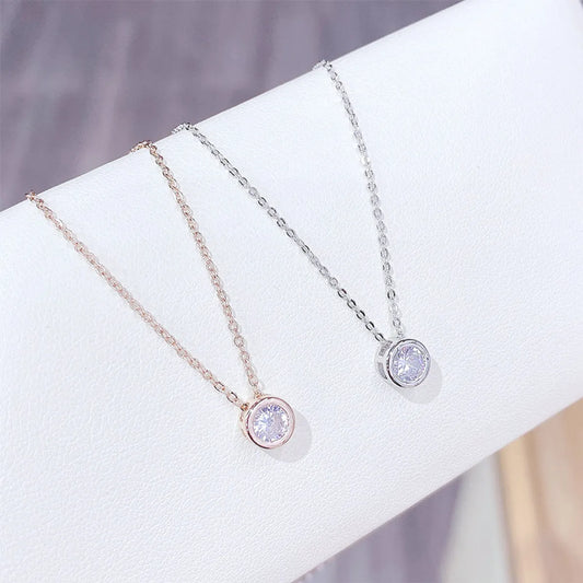 Simple Style Round Copper Zircon Necklace In Bulk