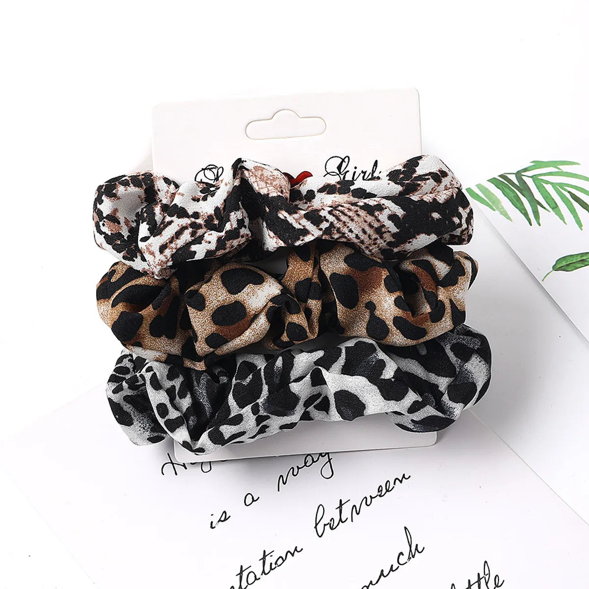 Women'S Simple Style Round Dots Solid Color Leopard Cloth Pleated Hair Tie