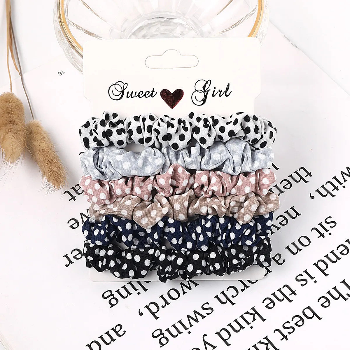 Women'S Simple Style Round Dots Solid Color Leopard Cloth Pleated Hair Tie