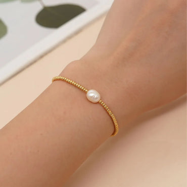 Simple Style Round Freshwater Pearl Seed Bead Wholesale Bracelets