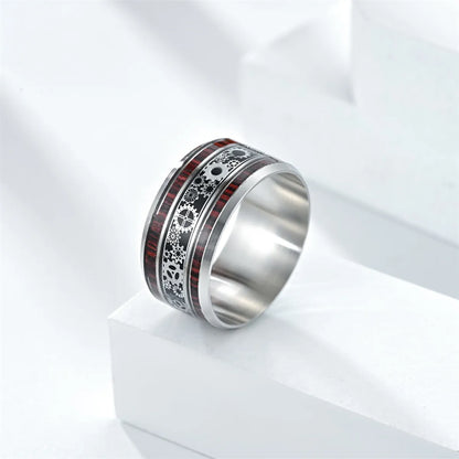 Simple Style Round Gear Titanium Steel Enamel Couple Rings