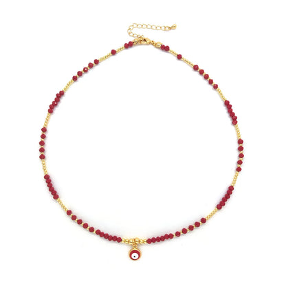 Simple Style Round Glass Beaded Women's Necklace