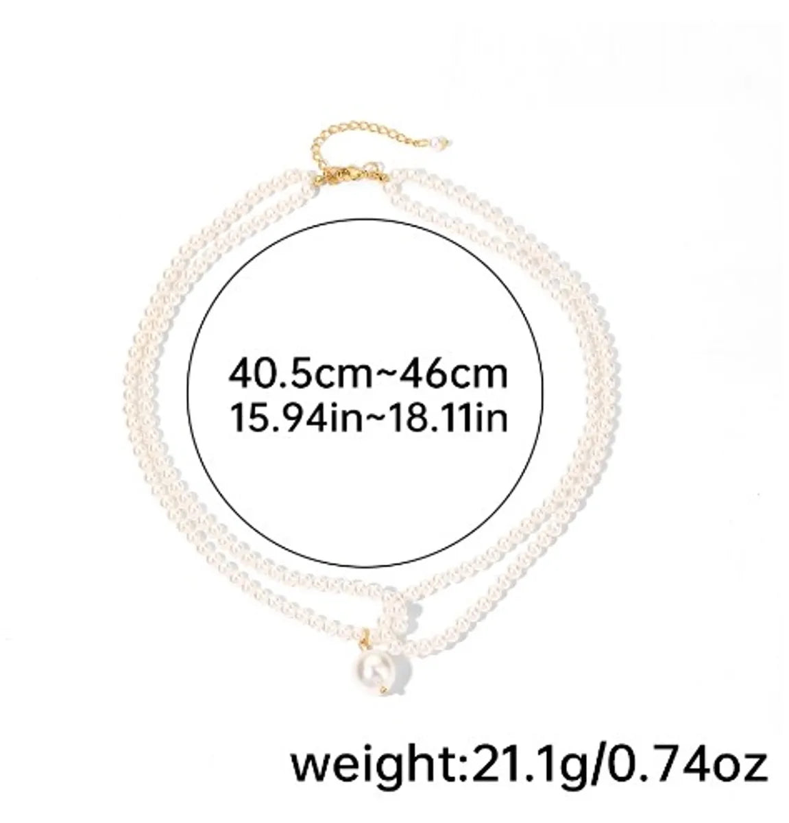 Simple Style Round Glass Pearl Beaded Women's Double Layer Necklaces Pendant Necklace