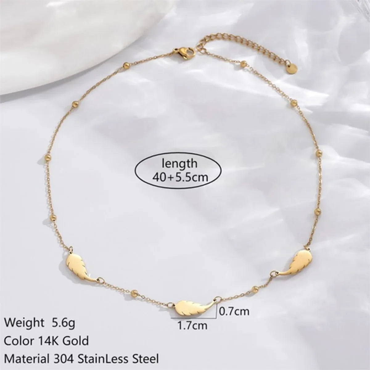 Simple Style Round Heart Shape Feather Stainless Steel Plating Hollow Out Inlay Acrylic 14k Gold Plated Necklace