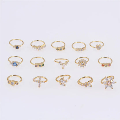 Simple Style Round Heart Shape Flower Metal Plating Inlay Zircon Nose Ring 1 Piece