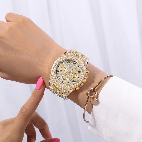 Simple Style Round Horseshoe Buckle Quartz Women'S Watches