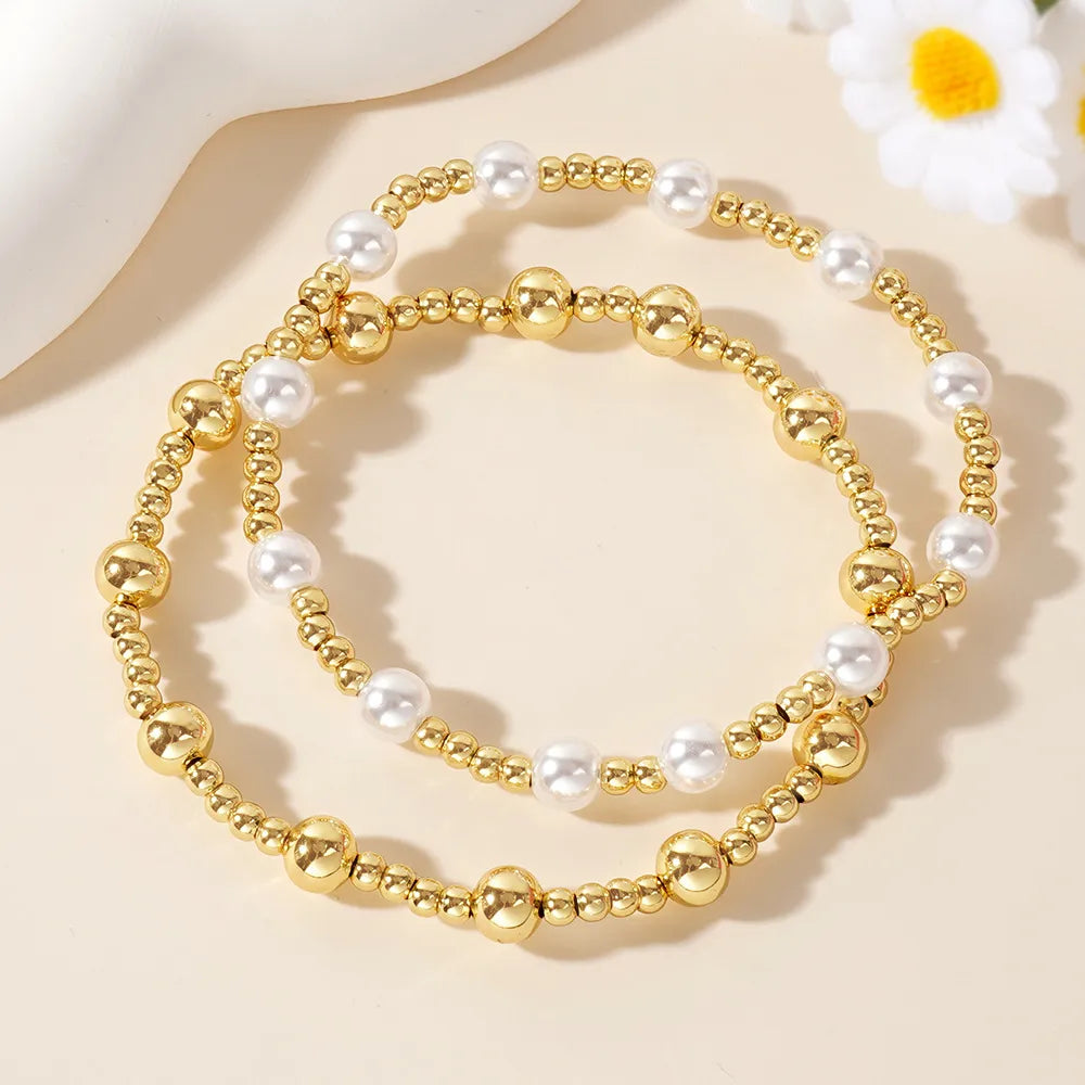 Simple Style Round Imitation Pearl Wholesale Bracelets