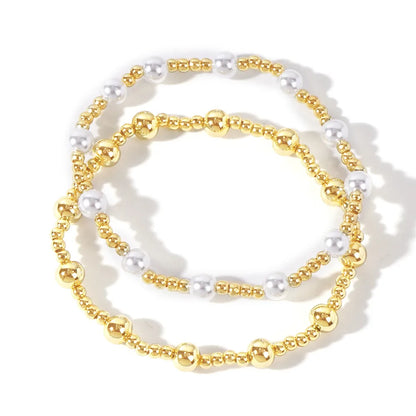 Simple Style Round Imitation Pearl Wholesale Bracelets