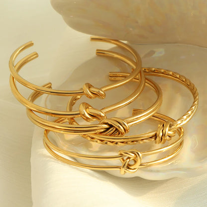 Simple Style Round Knot Titanium Steel Plating 18k Gold Plated Bangle