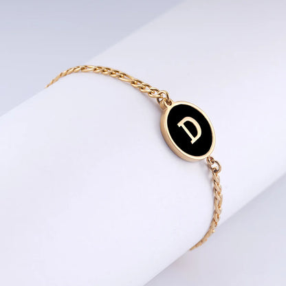 Simple Style Round Letter Stainless Steel Bracelets Gold Plated Shell Stainless Steel Bracelets