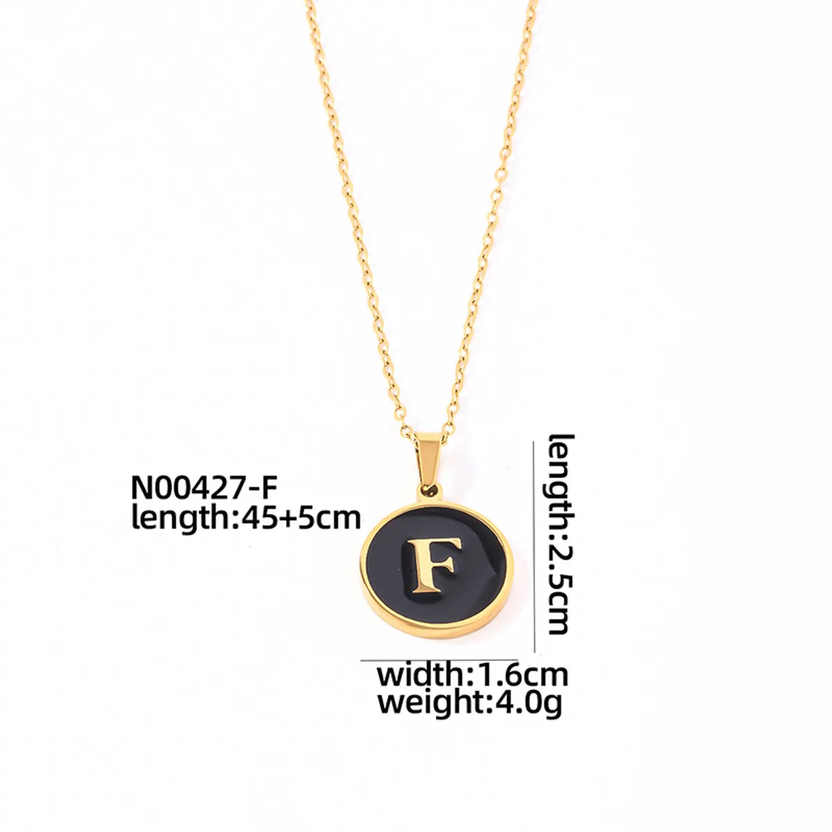 304 Stainless Steel Gold Plated Simple Style Plating Inlay Round Letter Shell Pendant Necklace